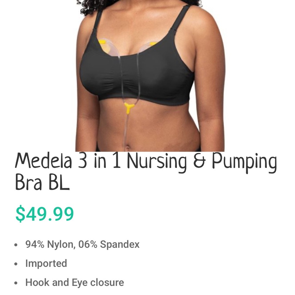 A lot of 3 nursing bras: Medela Nursing & Pumping Bra; two Lively nursing bra